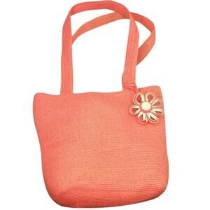 Vintage Liz Claiborne Pink Straw tote